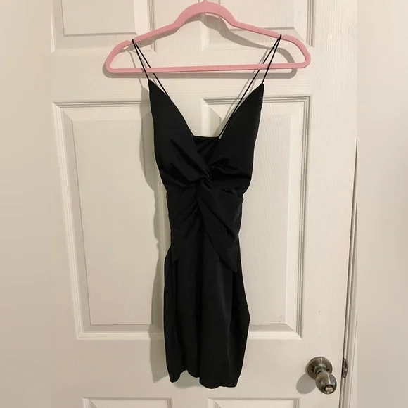 hendrie lace mini dress black Femme Fatale All Black Strappy Cut Out Mini Dress